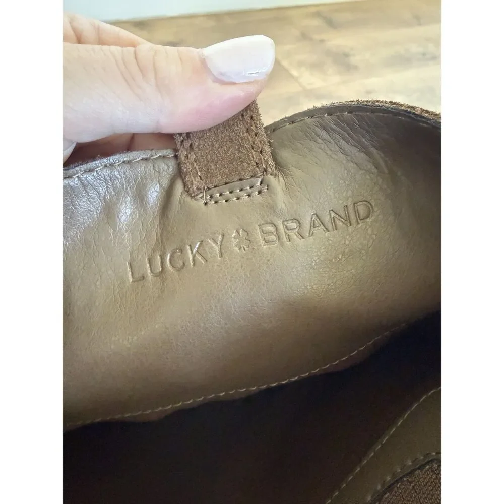 LUCKY BRAND 9 Hybiscus brown suede leather riding boots tall fall pull on